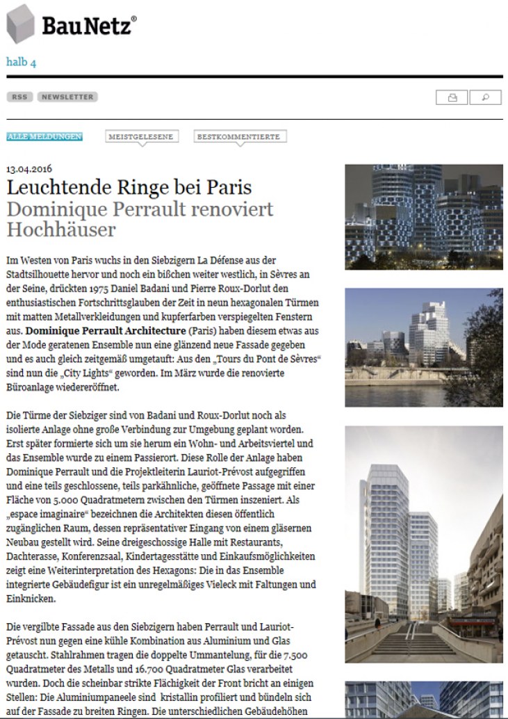 BauNetz- Dominique Perrault renoviert Hochhäuser